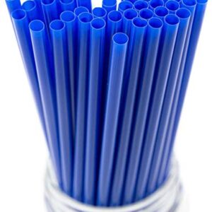 Made in USA Pack of 250 Unwrapped BPA-Free Plastic Slim Drinking Straws (Blue - 10" X 0.21")