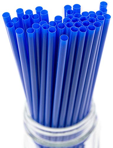 Made in USA Pack of 250 Unwrapped BPA-Free Plastic Slim Drinking Straws (Blue - 10" X 0.21")