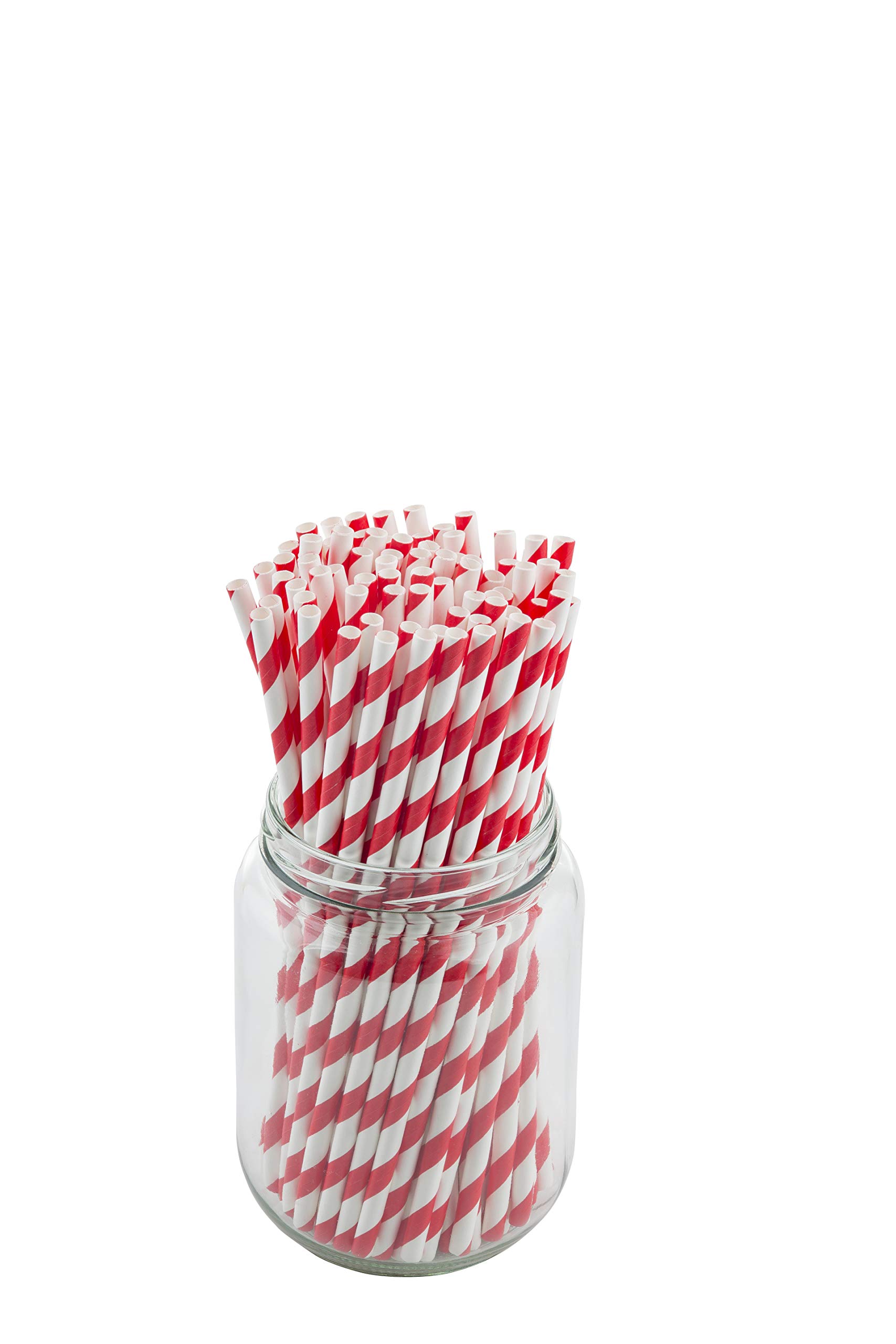 TableCraft 10109 Coca-Cola Red & White Striped Straws (Unwrapped), Pack of 100