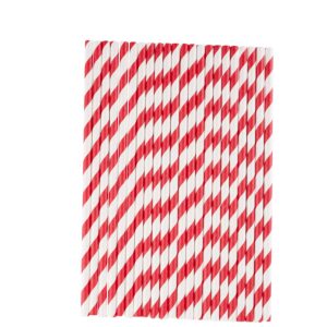 TableCraft 10109 Coca-Cola Red & White Striped Straws (Unwrapped), Pack of 100