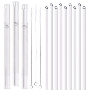 ayoyo 10.5 inch 9 pack clear acrylic plastic straws portable reusable straw for 19 oz - 30 oz coffee cups mason jar tumblers with 3 piece telescopic case/3 piece cleaning brush