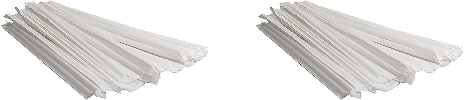 Perfectware Clear Giant 8 Wrapped 8" Plastic Milkshake Straws-600 Count Clear Wrapped Drinking Straws, 8 inch Length (Pack of 600), 8" Wrapped Plastic Milkshake Straws 3 Inches Wide. 7.5mm Thick.