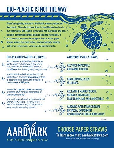 Aardvark 7.75" White Jumbo Eco-Flex Paper Straws, 4,800 ct
