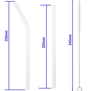 MANZOO Glass Straw Reusable Straws Glass Straws Clear Straws,Including 6PC Straight Straws, 6PC Bent Straws Plus 2PC Cleaning Brush