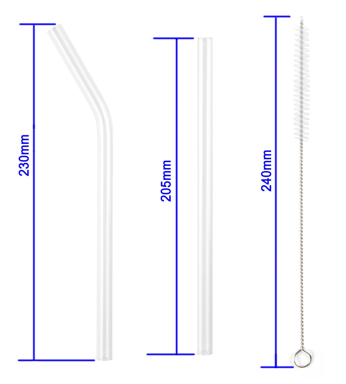 MANZOO Glass Straw Reusable Straws Glass Straws Clear Straws,Including 6PC Straight Straws, 6PC Bent Straws Plus 2PC Cleaning Brush