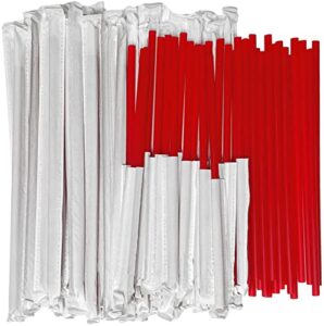 disposable giant drinking straws - individually wrapped (red, 350)