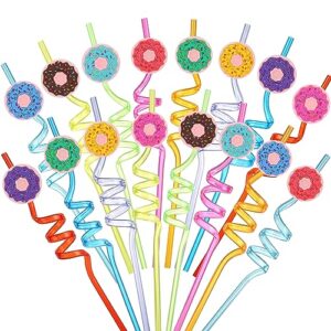 32pieces kids drinking straws reusable donut theme kids party straws for theme party crazy straw