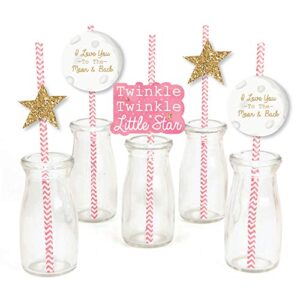 big dot of happiness pink twinkle twinkle little star paper straw decor - baby shower or birthday party striped decorative straws - set of 24