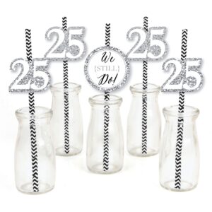 big dot of happiness we still do paper straw decor - 25th wedding anniversary party striped decorative straws - set of 24