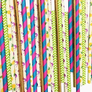 Charmed Hawaiian Luau party paper straw set of 125 straws