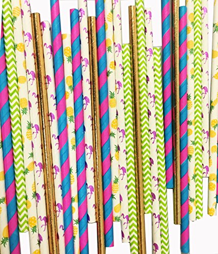 Charmed Hawaiian Luau party paper straw set of 125 straws