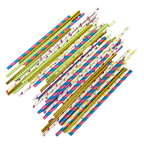 Charmed Hawaiian Luau party paper straw set of 125 straws