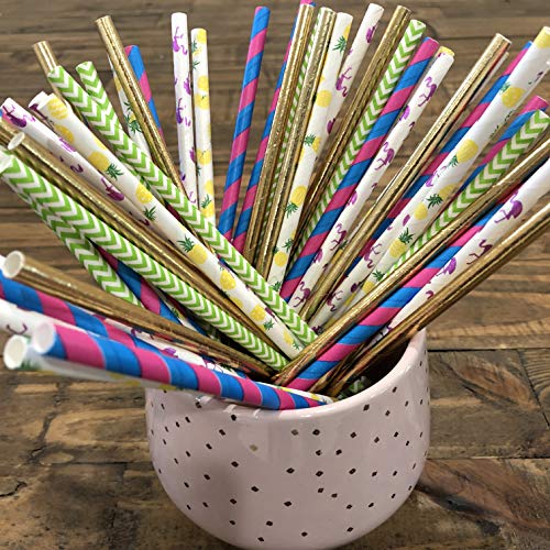 Charmed Hawaiian Luau party paper straw set of 125 straws