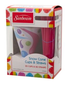 sunbeam cups and straws for ice shaver, 20-count
