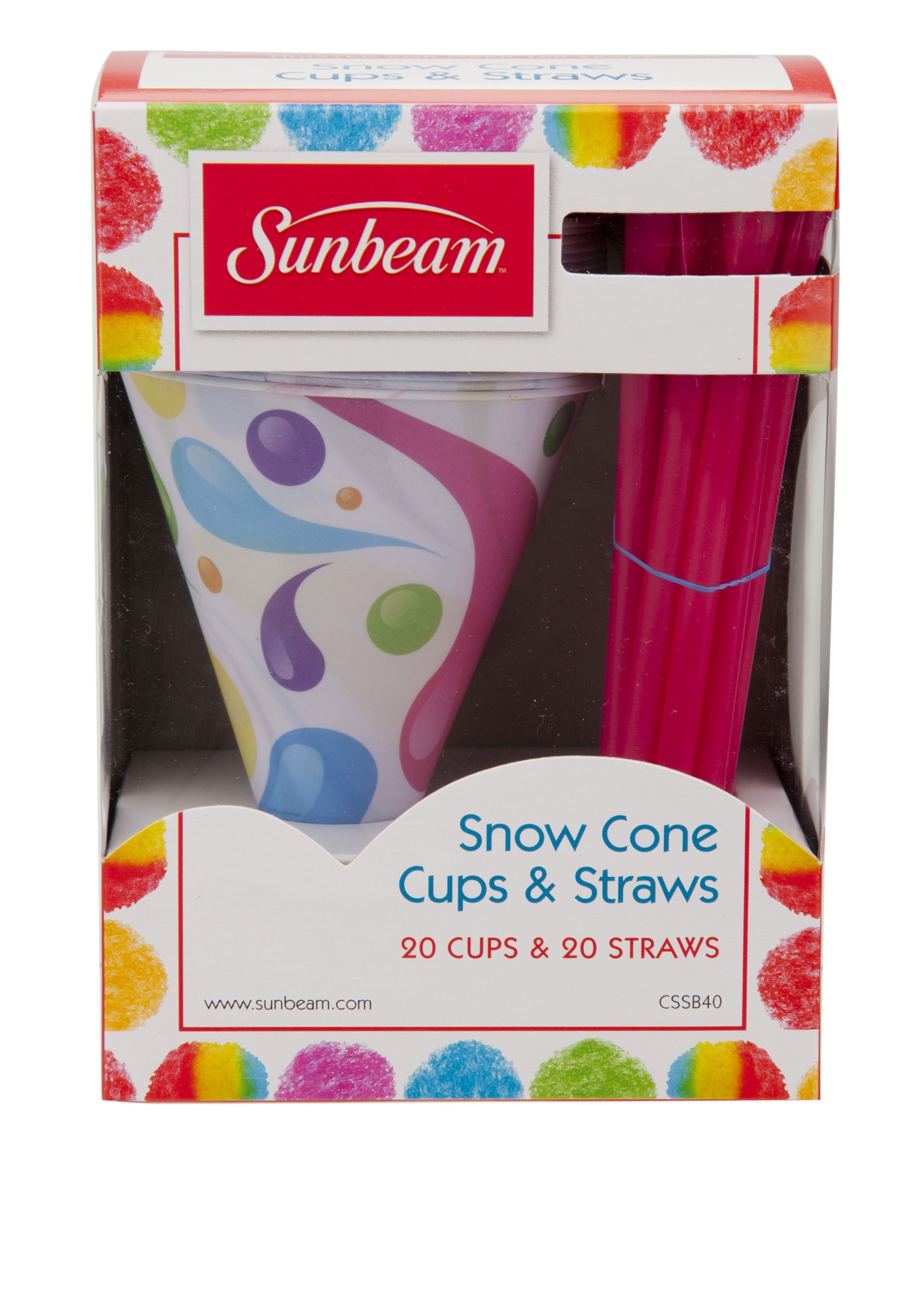 Sunbeam Cups and Straws for Ice Shaver, 20-Count