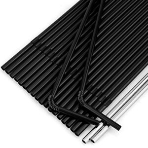 500 Black Straws Individually Wrapped - Individually Wrapped Straws - Drinking Straws - Black Plastic Straws - Disposable Straws - Straws Individually Wrapped