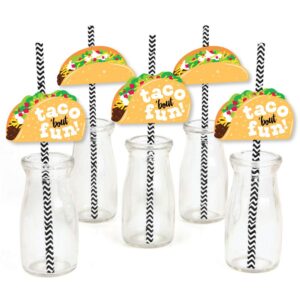 big dot of happiness taco ‘bout fun - paper straw decor - mexican fiesta striped decorative straws - set of 24