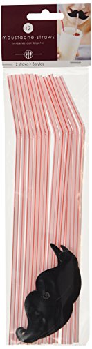 amscan Moustache Straws | 12 Ct.,Multi Color,9 1/4"