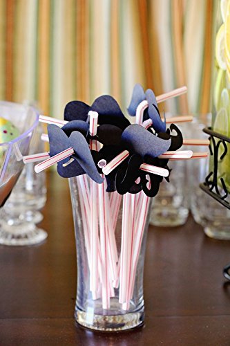 amscan Moustache Straws | 12 Ct.,Multi Color,9 1/4"