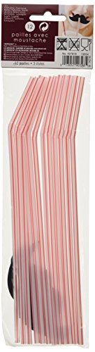 amscan Moustache Straws | 12 Ct.,Multi Color,9 1/4"