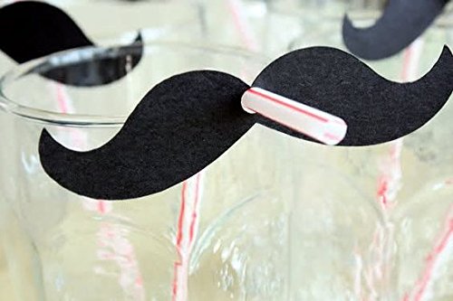 amscan Moustache Straws | 12 Ct.,Multi Color,9 1/4"