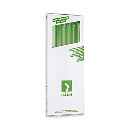 Halm Glass Straws - 20x 12 Inch Long Reusable Drinking Straws for Bootles and big cups + Plastic-Free Cleaning Brush - Made in Germany - Dishwasher Safe - Eco-Friendly