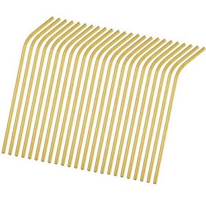 reusable metal straws 50pack.ultra long 10.5”gold color stainless steel drinking straws in bulk for wholesale.265x6mm straight curved straws for 20/30oz tumblers yeti (50pcs all bent gold-10.5")