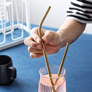 Reusable Metal Straws 50Pack.Ultra Long 10.5”Gold Color Stainless Steel Drinking Straws in Bulk For Wholesale.265x6mm Straight Curved Straws for 20/30oz Tumblers Yeti (50pcs all bent Gold-10.5")