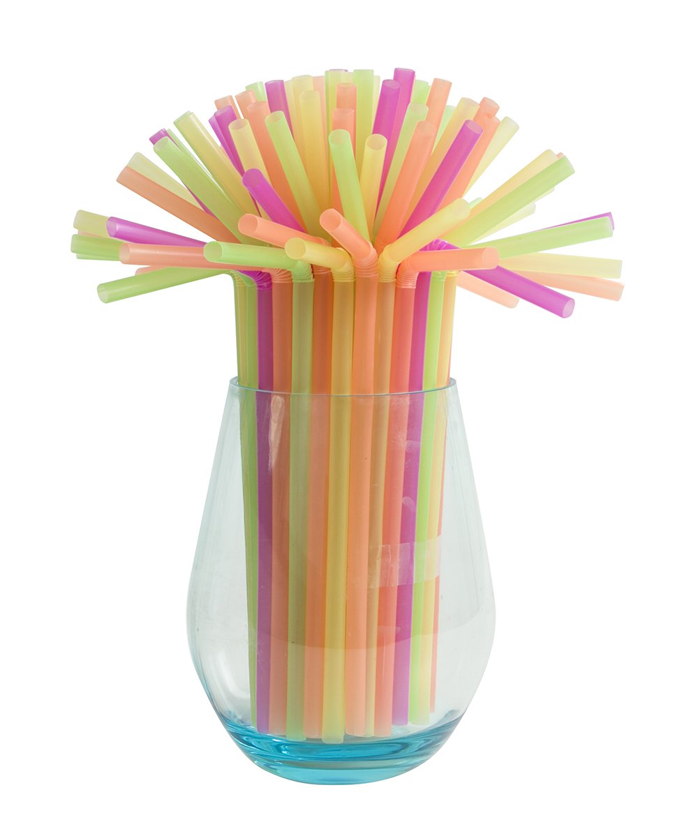 Evriholder Flexi Neon 100pk Bendy Straws, Standard