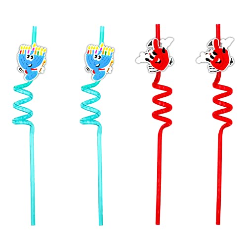 Dreidel and Menorah Hanukkah Straws - Reusable (12-Pack)