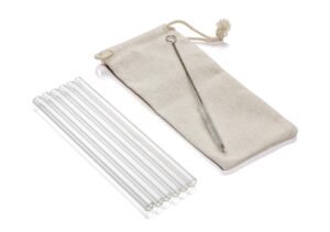 simplifi it clear glass cocktail straw set with nylon cleaning brushes (8 pc.) - si-sgl6-8c