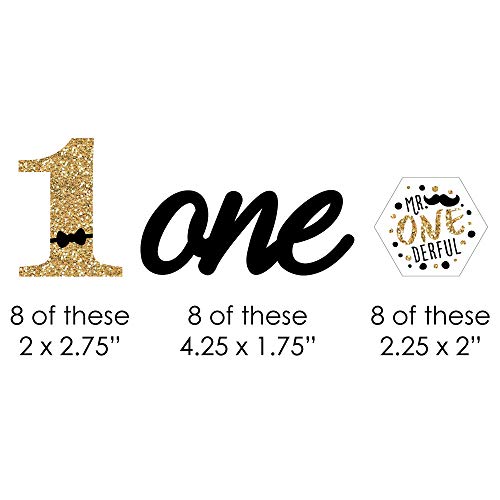 Big Dot of Happiness 1st Birthday Little Mr. Onederful - Paper Straw Decor - Boy First Birthday Party Striped Decorative Straws - Set of 24