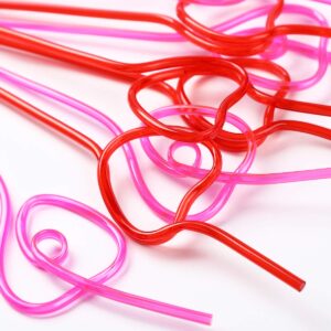 36PCS Heart Shaped Drinking Straws Krazy Loop - Valentines Day Party Supplies Decorations