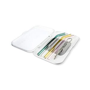 SOMA Glass Straw Set with Case and Cleaning Tool, Set of 4, Multicolor