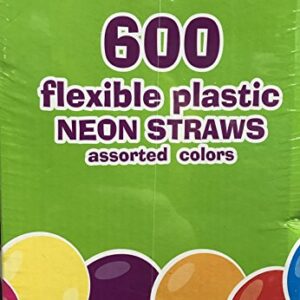 Neeto Plastic Neon Color Straws 7.75" 600 Count