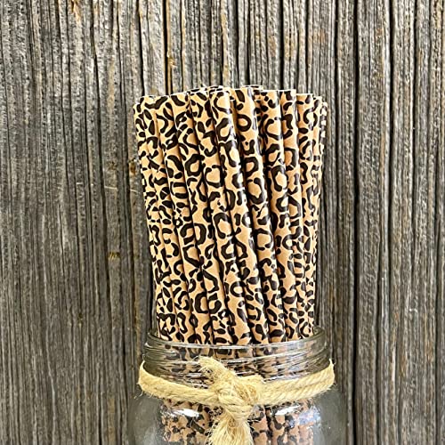 Cheetah Print Paper Straws - Animal Print Straws - Safari Theme Birthday Party Supply - 50 Pack Outside the Box Papers Brand