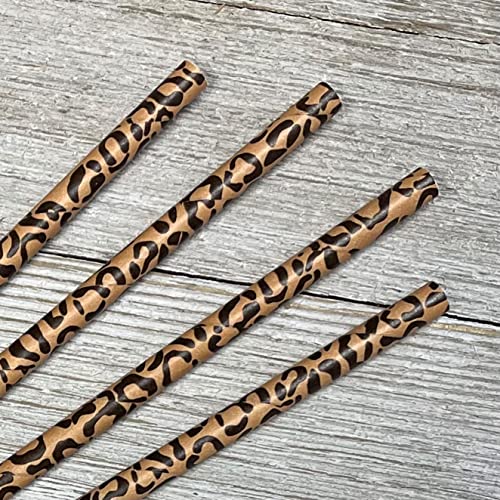 Cheetah Print Paper Straws - Animal Print Straws - Safari Theme Birthday Party Supply - 50 Pack Outside the Box Papers Brand