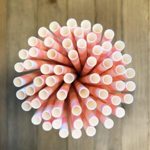 Gender Reveal Paper Straws - Blue Pink White Chevron - 50 Pack