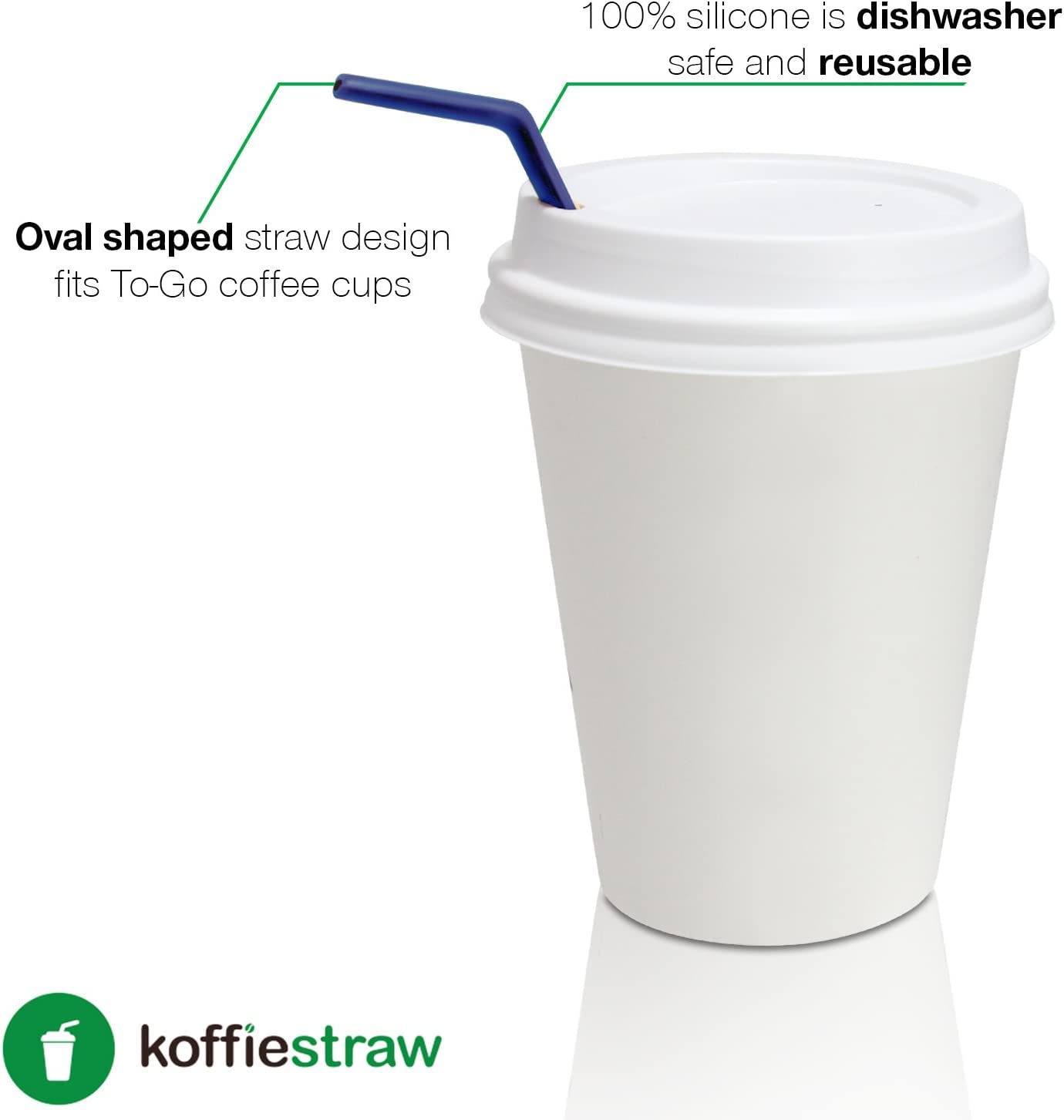 KoffieStraw Reusable Straws | 2-Pack Straws with Stainless Steel Cleaning Brushes | Long Lasting & BPA-Free Standard Size Straws for Coffee, Tea, Milk, Cold and Hot Drink | Green - 8", 10"