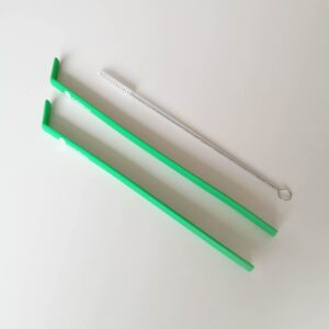 KoffieStraw Reusable Straws | 2-Pack Straws with Stainless Steel Cleaning Brushes | Long Lasting & BPA-Free Standard Size Straws for Coffee, Tea, Milk, Cold and Hot Drink | Green - 8", 10"