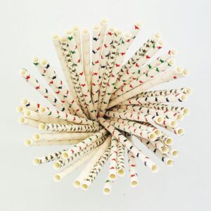 100 Pcs Colorful Disposable Straws, Star Drinking Straws, Rainbow Paper Straws for Juices, Shakes, Cocktail, Smoothies, Party Supplies (White)