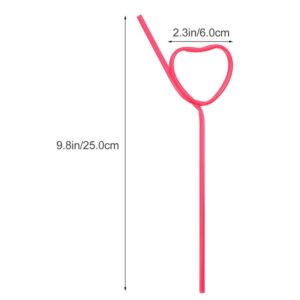 Happyyami 25Pcs Cocktail Plastic Straws Heart Shape Reusable Drinking Straws Long Flexible Straws for Baby Shower Birthday Party Supplies Rosy