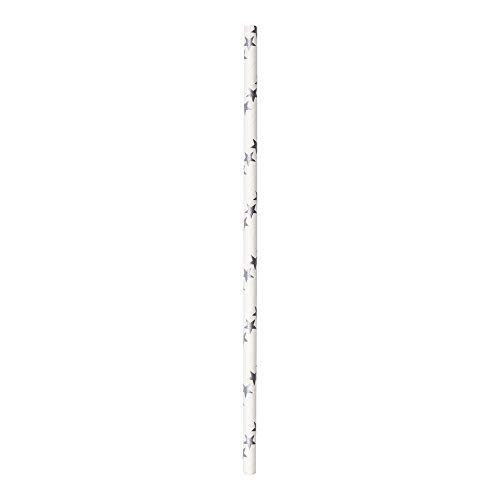 Restaurantware 7.8 Inch Paper Straws For Drinking, 100 Sturdy Eco-Friendly Paper Straws - Biodegradable, Shooting Stars, Silver Paper Biodegradable Paper Straws, Vibrant Colors, For Cold Drinks