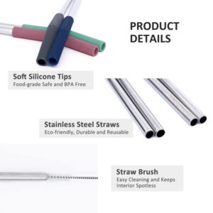 DUIERA Stainless Steel Straws Eco Friendly Drinking Straws Reusable Metal Straws (Type A+B)