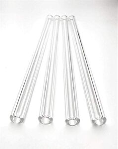 thetrazspot crystal clear straight glass straw set of 4 with cleaning brush 9.5mm x 8 inch