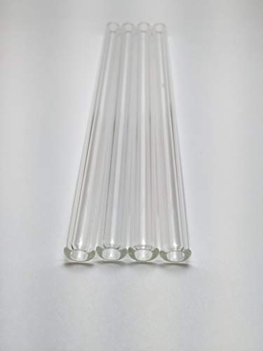 Thetrazspot Crystal clear straight glass straw set of 4 with cleaning brush 9.5mm x 8 inch