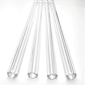 Thetrazspot Crystal clear straight glass straw set of 4 with cleaning brush 9.5mm x 8 inch