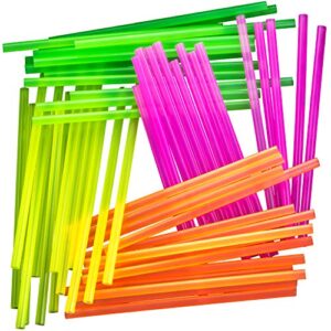 blacklight neon drinking straws 600 pack in 4 bright colors for retro party time or kids birthday. individually wrapped 7.75 inch bpa-free straight straw in a paper wrapper. great for craft projects!