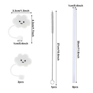 8 Pack Silicone Replacement Straws for 20/30/40 oz Cup,Long Straws with Cleaning Brush and Straw Covers Compatible with Stanley Cup Tumbler