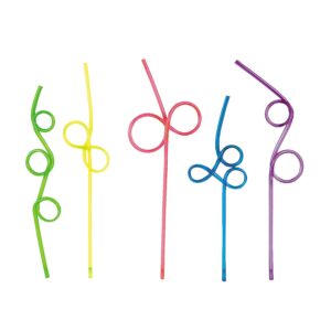 silly crazy loop straws, assorted colors, pack of 36